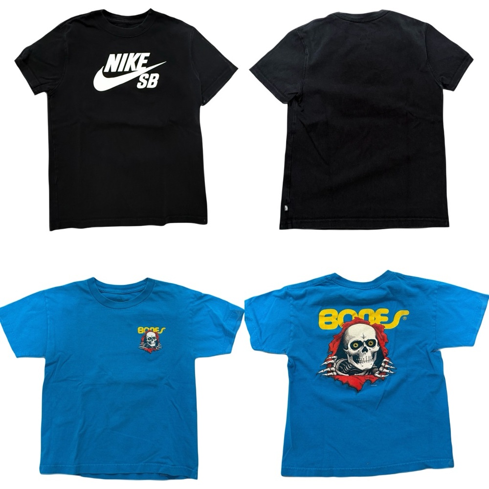 Nike SB + Powell Bones Boys Skateboard T-Shirts Size Youth Small
